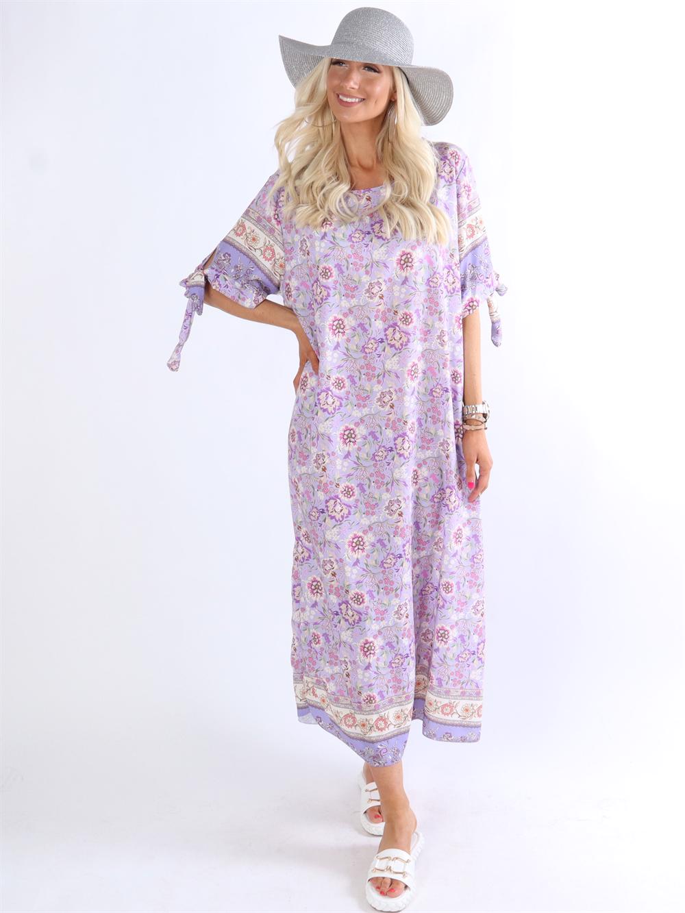 Enia - Blomstret lang tunikakjole